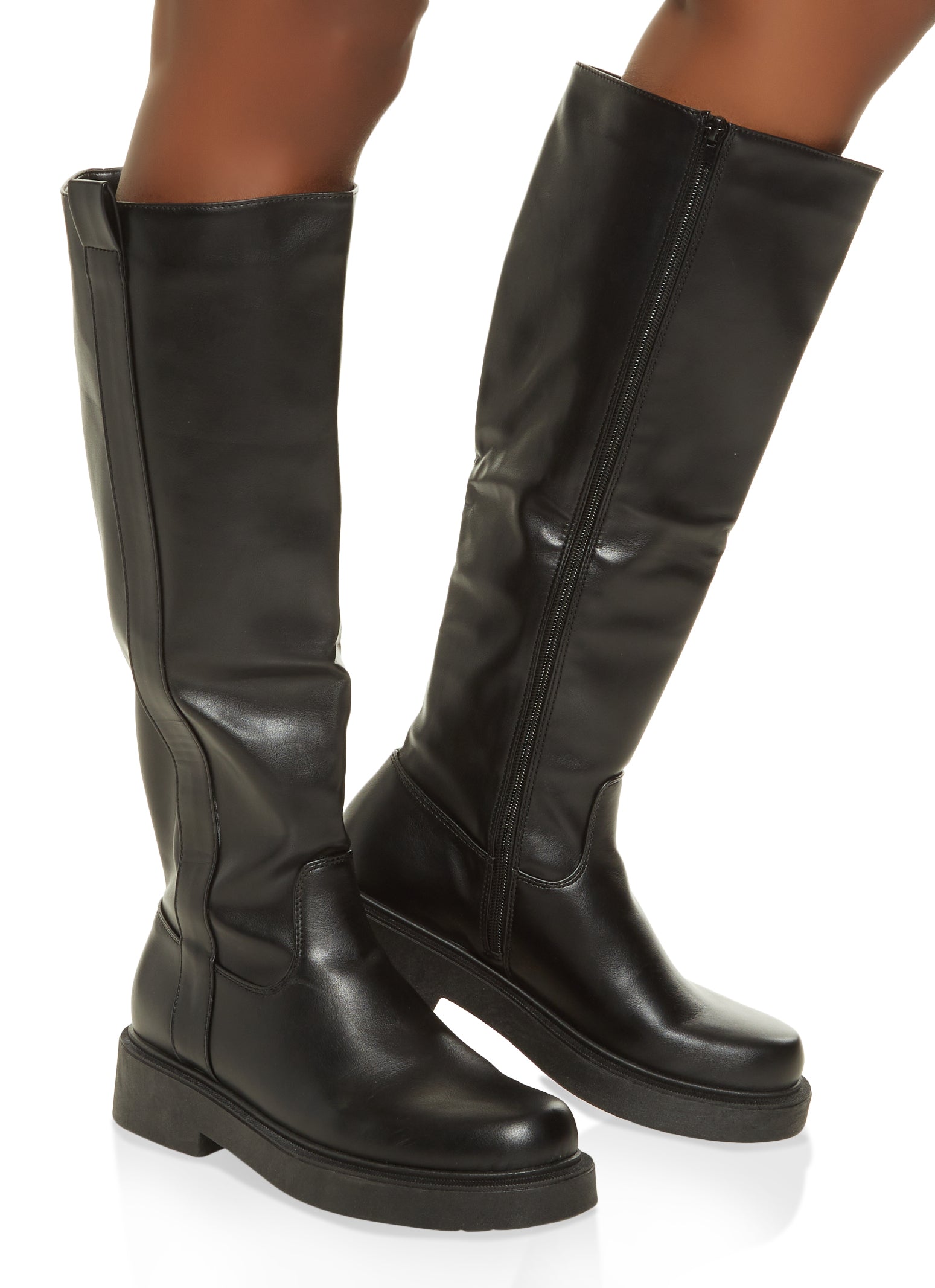 Faux Leather Tall Boots