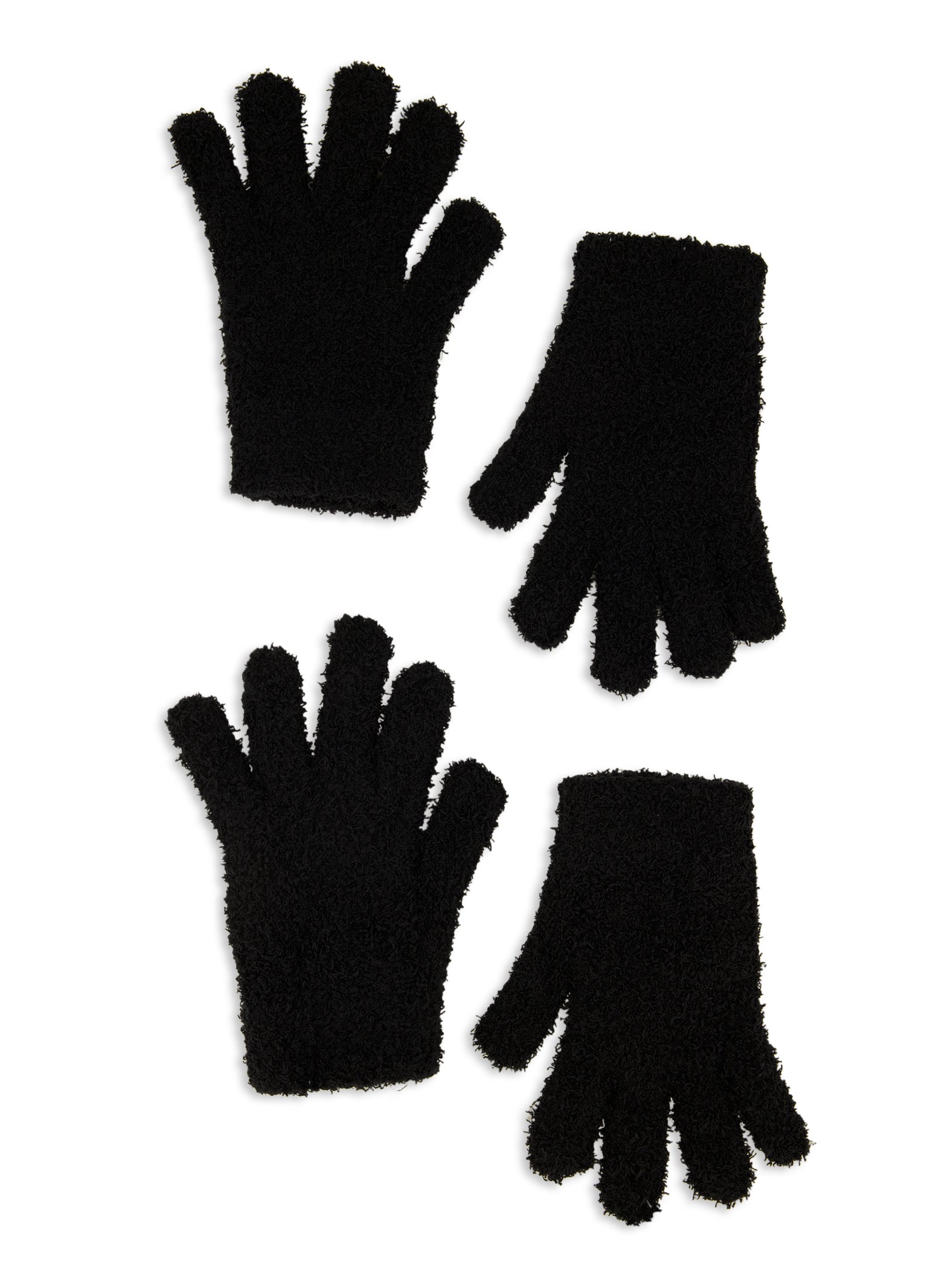 Womens Eyelash Knit Solid Gloves 2 Pack, Black