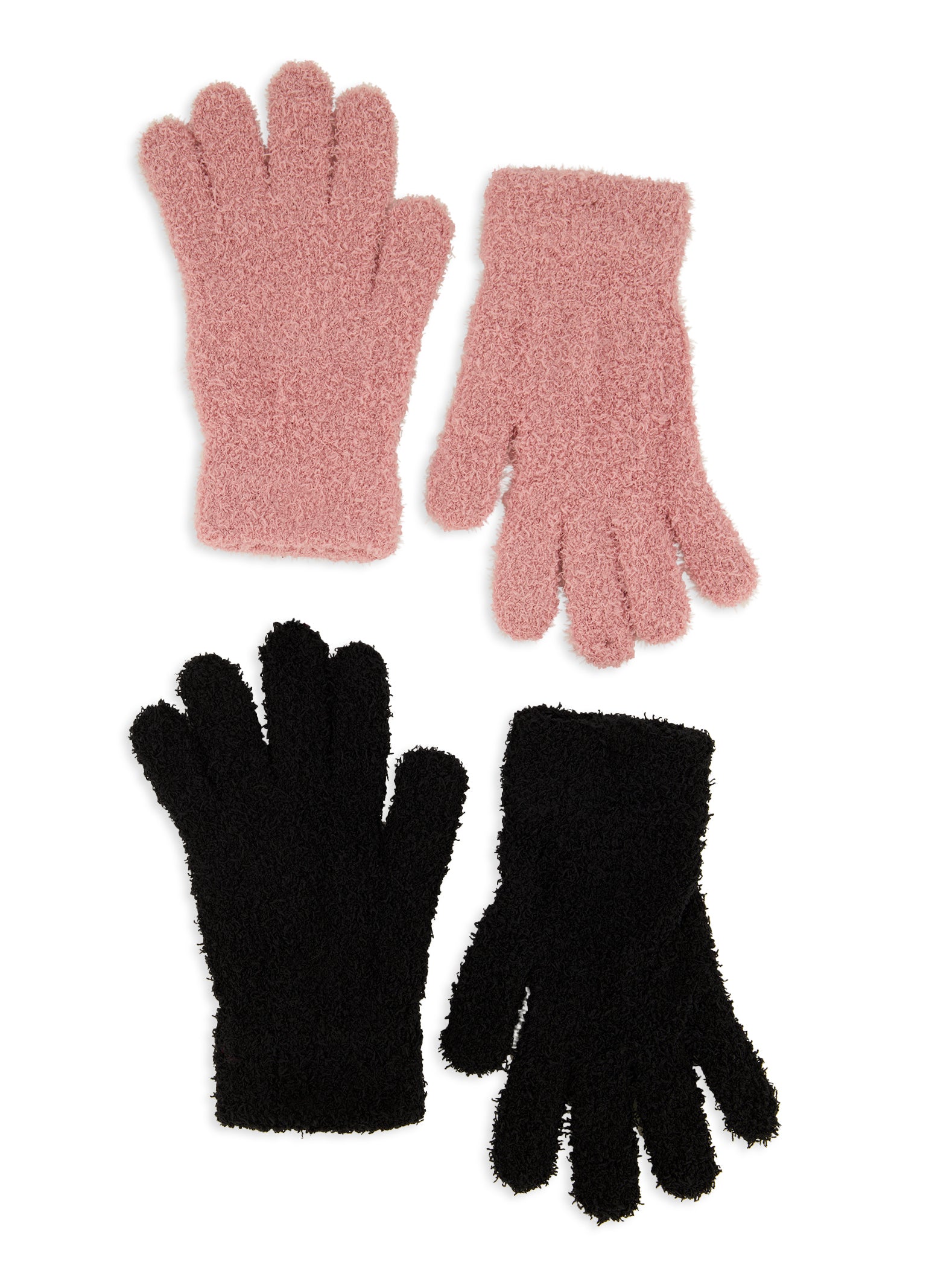 Womens Eyelash Knit Solid Gloves 2 Pack, Pink