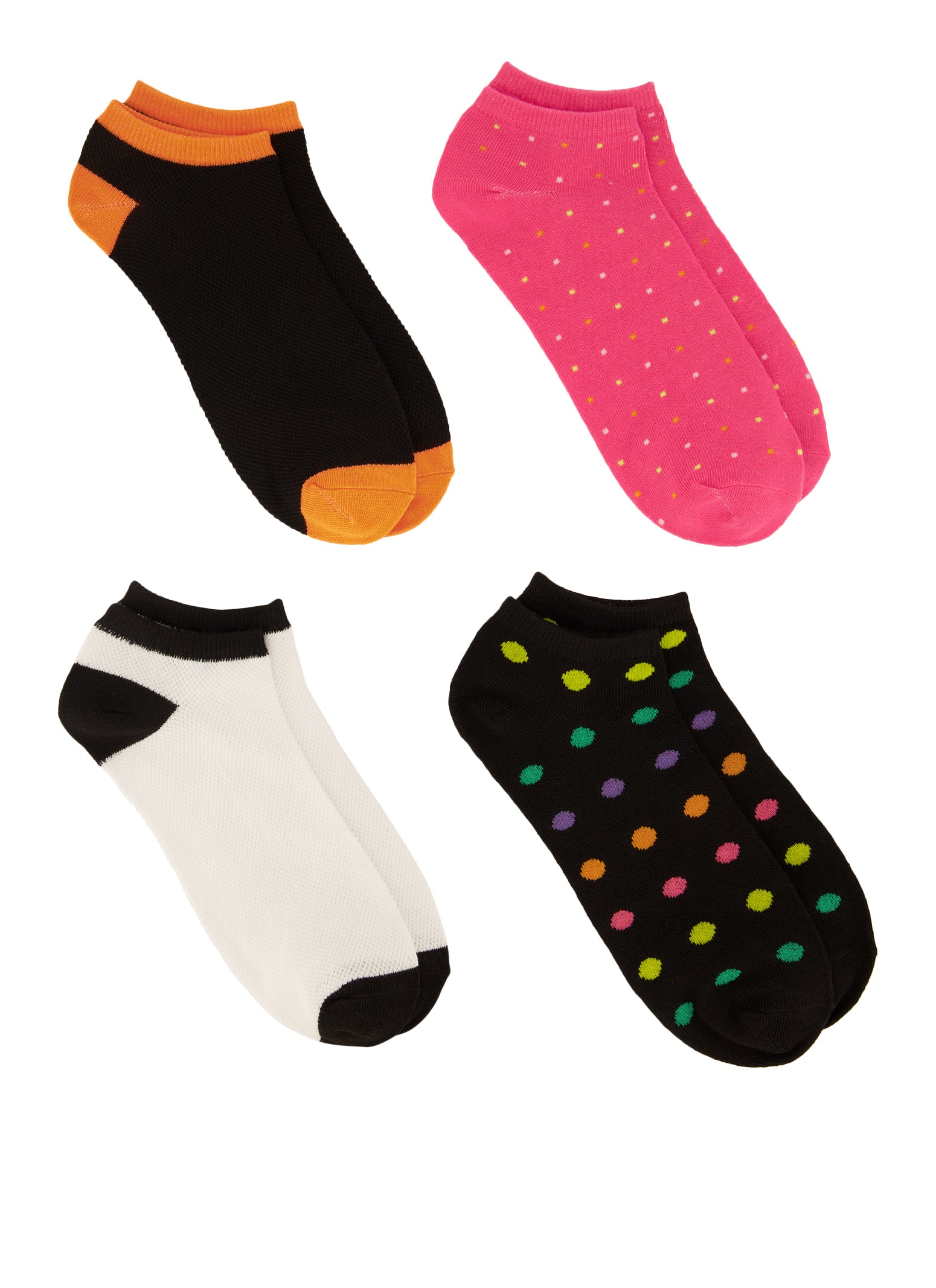 Womens 4 Pack Polka Dot Print Socks, Multi