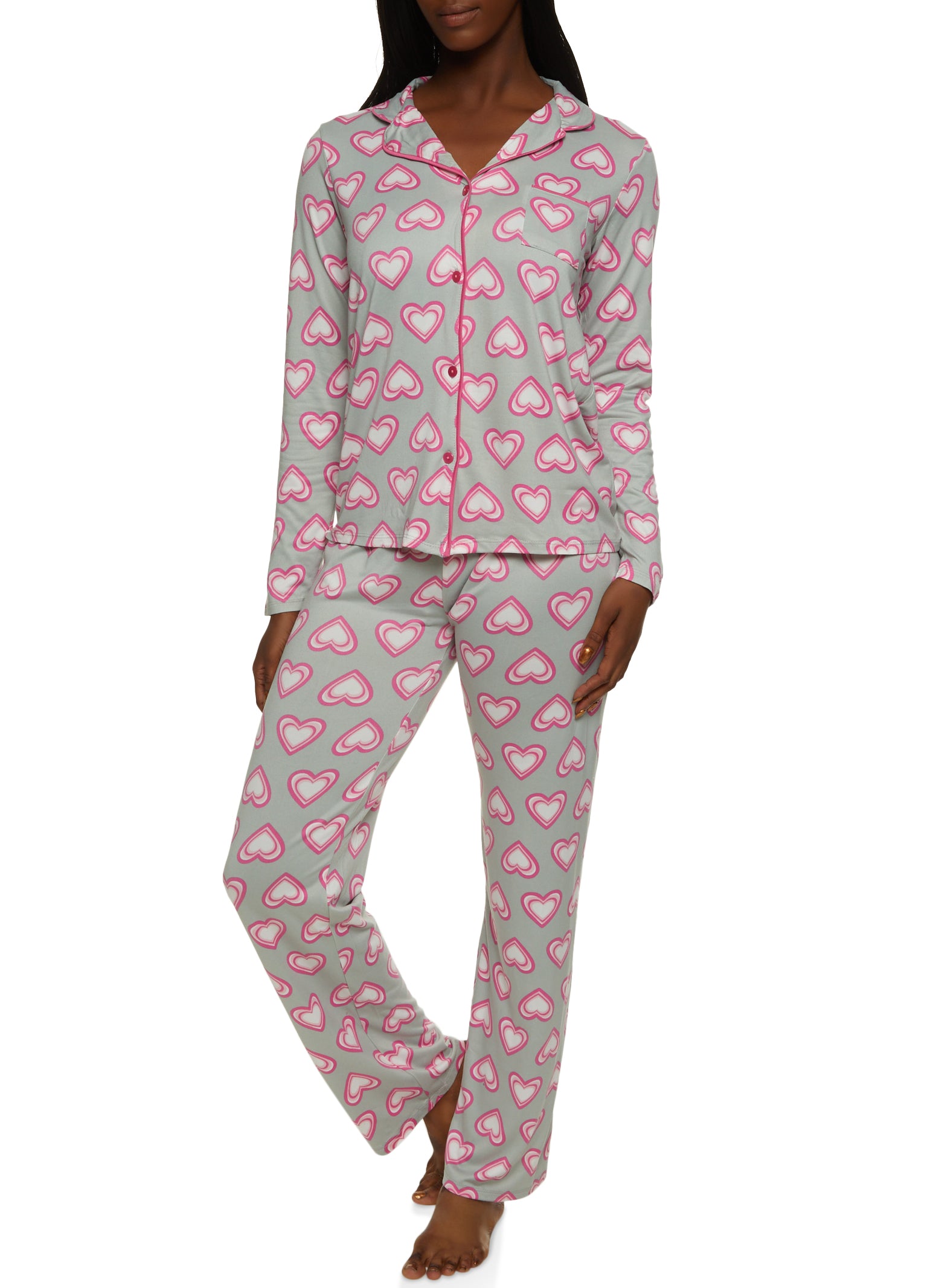 Women's Solid Knit Waffle Pajama Set