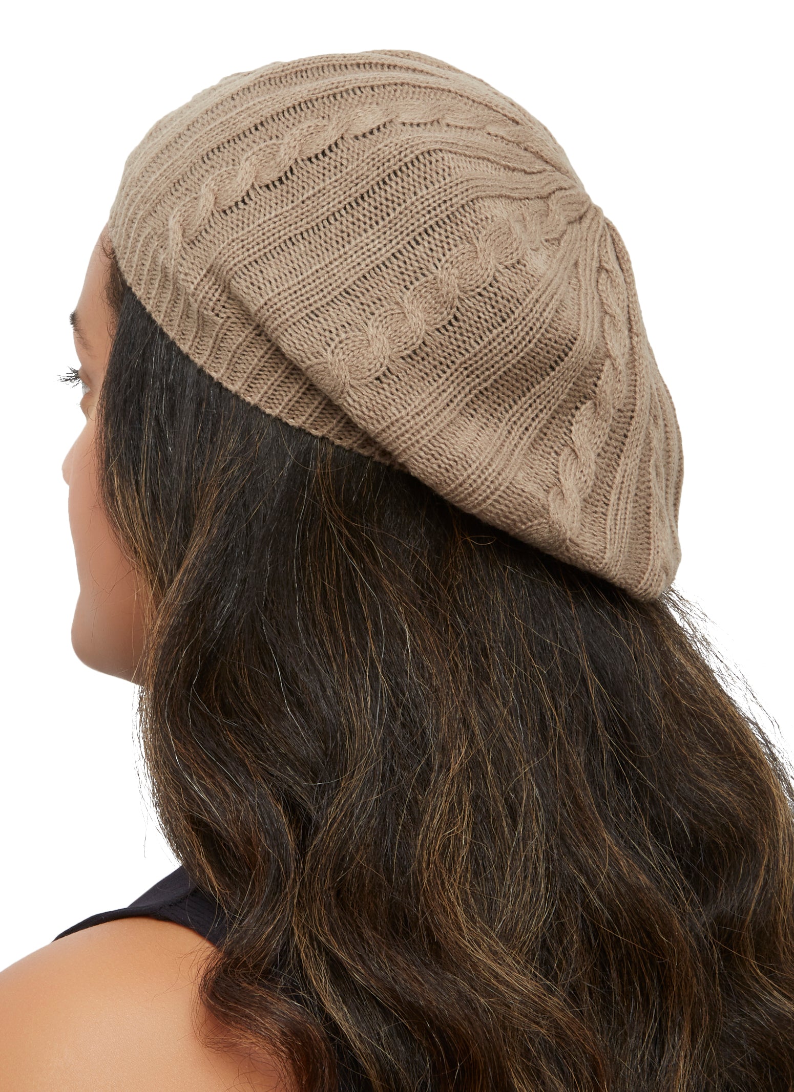 Solid Cable Knit Beret