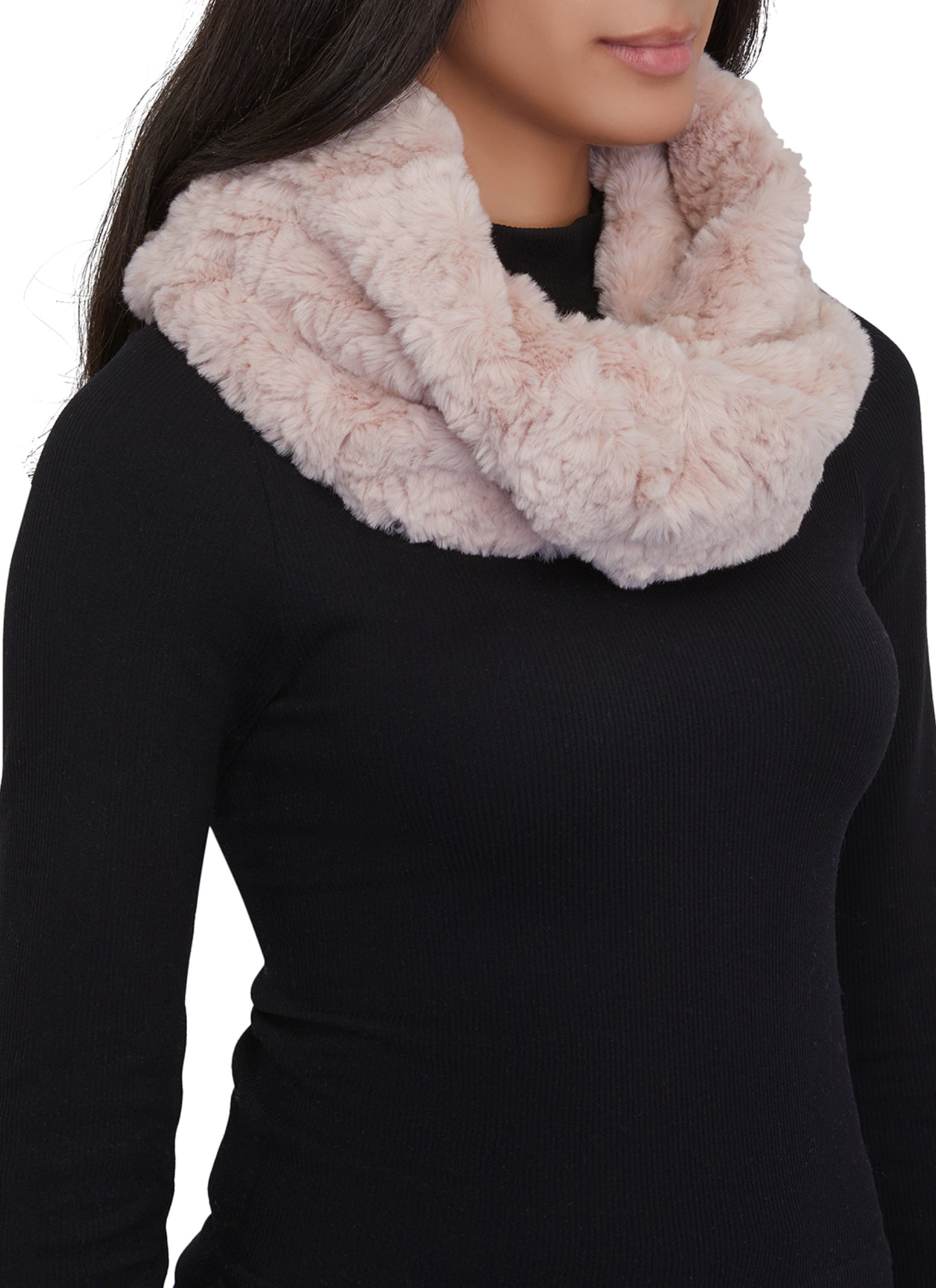 Womens Faux Fur Cowl Scarf, Pink