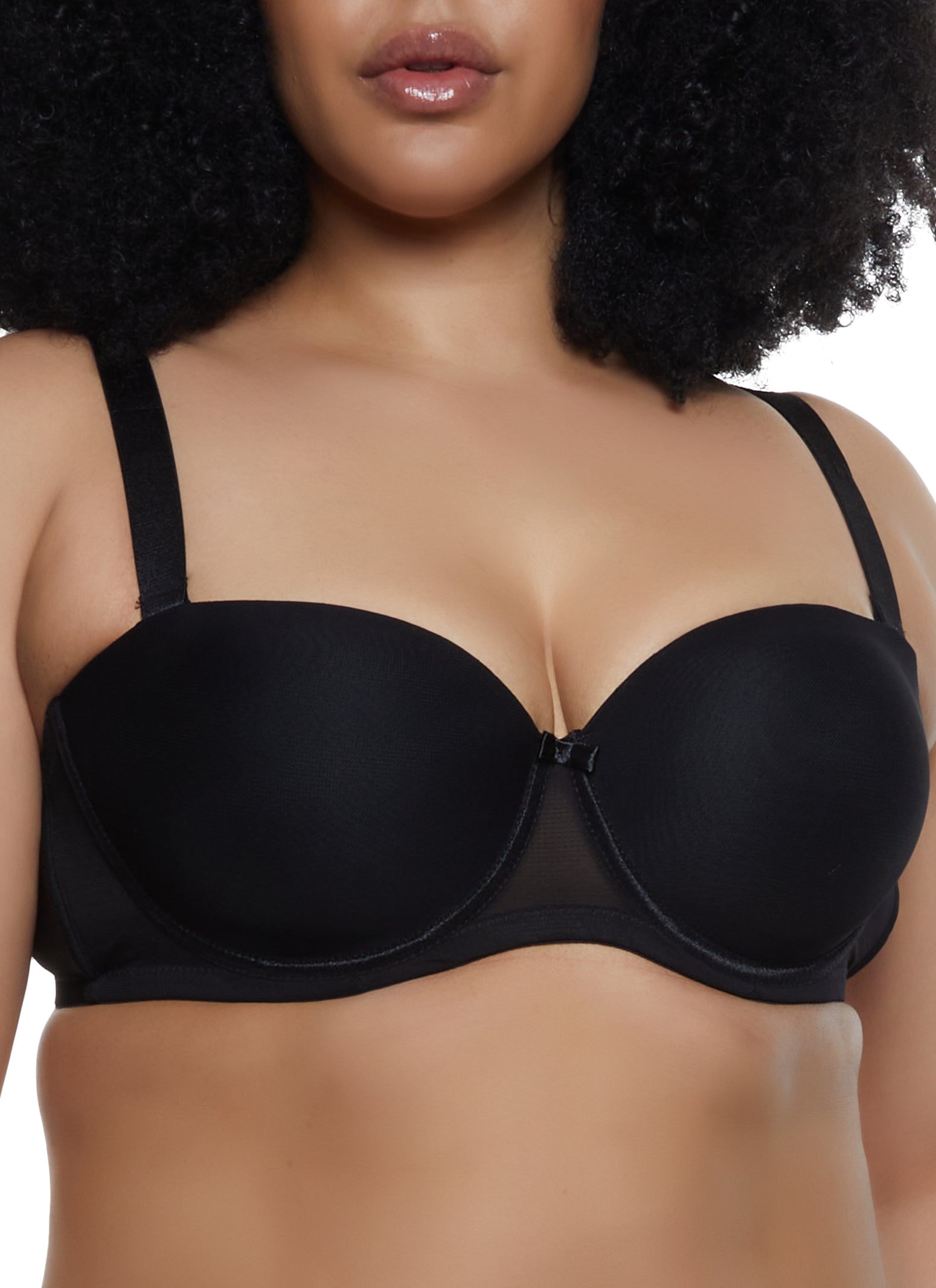 Rainbow Shops Womens Plus Size Basic Balconette Bra, Converts to  Strapless, Black, Size 38D