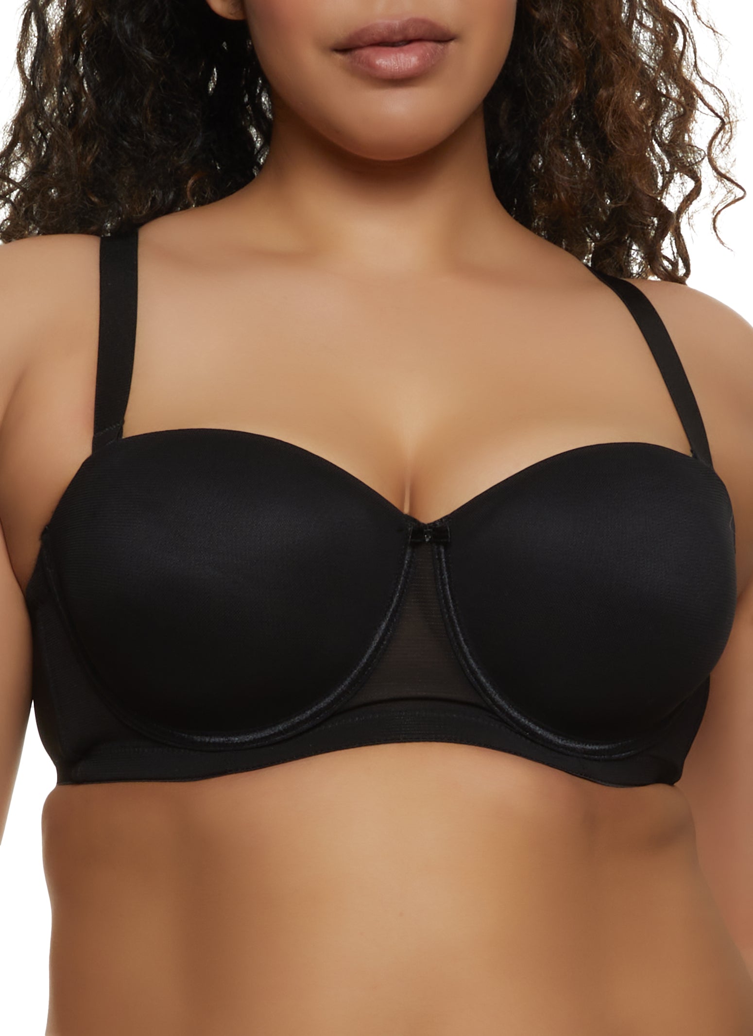 Rainbow Shops Womens Plus Size Basic Balconette Bra, Converts to  Strapless, Black, Size 38D