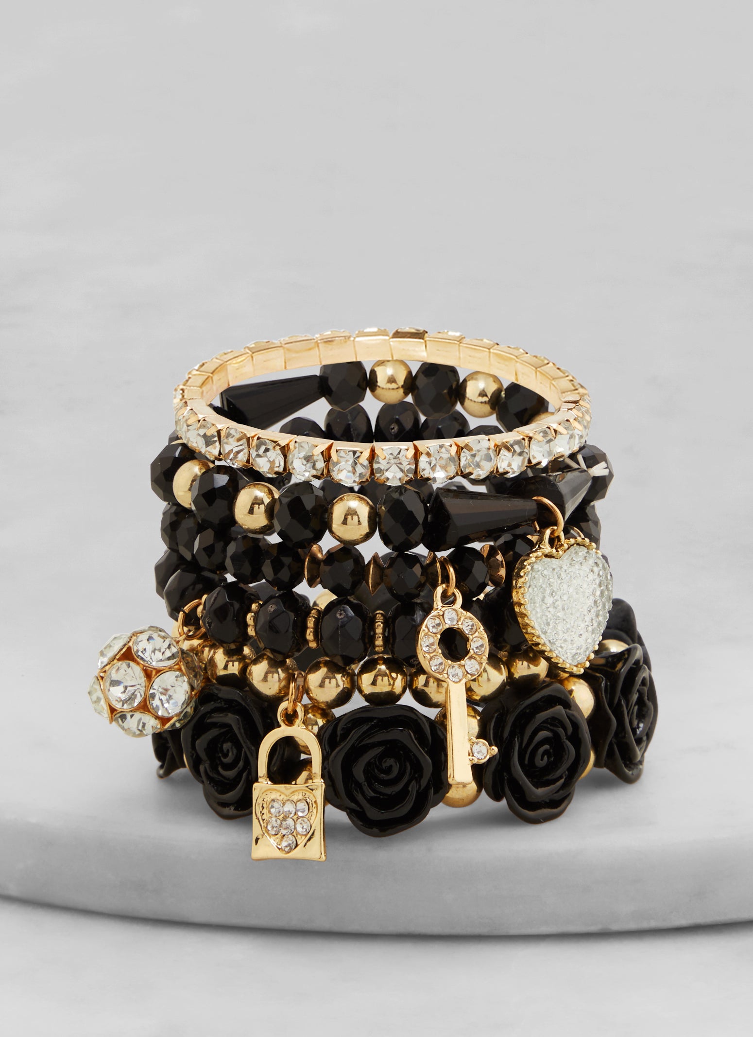 925 Sterling Silver Charm Bracelets & Bangles for Women Silver Jewelry Accessories, Women's, Size: 1XL, Black