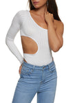 Womens Textured Knit One Shoulder High Cut Seamless Bodysuit, ,