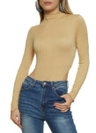 Womens Rib Knit Lettuce Edge High Cut Seamless Bodysuit, ,