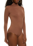 Womens Mock Neck Long Sleeve Seamless Bodysuit, ,
