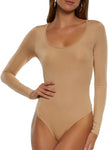 Womens Solid Scoop Neck Bodysuit, ,