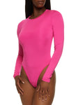 Womens Basic Solid Crew Neck Bodysuit, ,