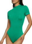 Womens Short Sleeve Mock Neck Bodysuit, ,