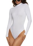 Womens Solid Mock Neck Long Sleeve Bodysuit, ,