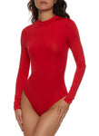 Womens Solid Mock Neck Long Sleeve Bodysuit, ,