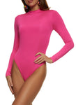 Womens Solid Mock Neck Long Sleeve Bodysuit, ,