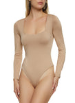 Womens Seamless Double Layered Square Neck Bodysuit, ,