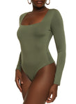 Womens Seamless Double Layered Square Neck Bodysuit, ,