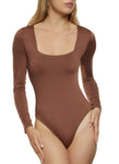 Womens Seamless Double Layered Square Neck Bodysuit, ,