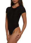 Womens Spandex Crew Neck Short Sleeve Bodysuit, ,