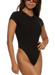 Womens Basic Crew Neck Short Sleeve Bodysuit, ,