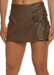 Womens Faux Leather Lace Up Skort, ,