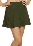 Womens Basic Solid Pleated Mini Skirt, ,