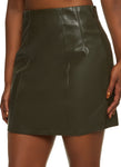 Womens Faux Leather Pintuck Mini Skirt, ,