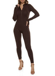 Womens Solid Zip Neck Jumpsuit, ,