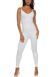 Womens Seamless Ribbed V Neck Cami Catsuit, ,