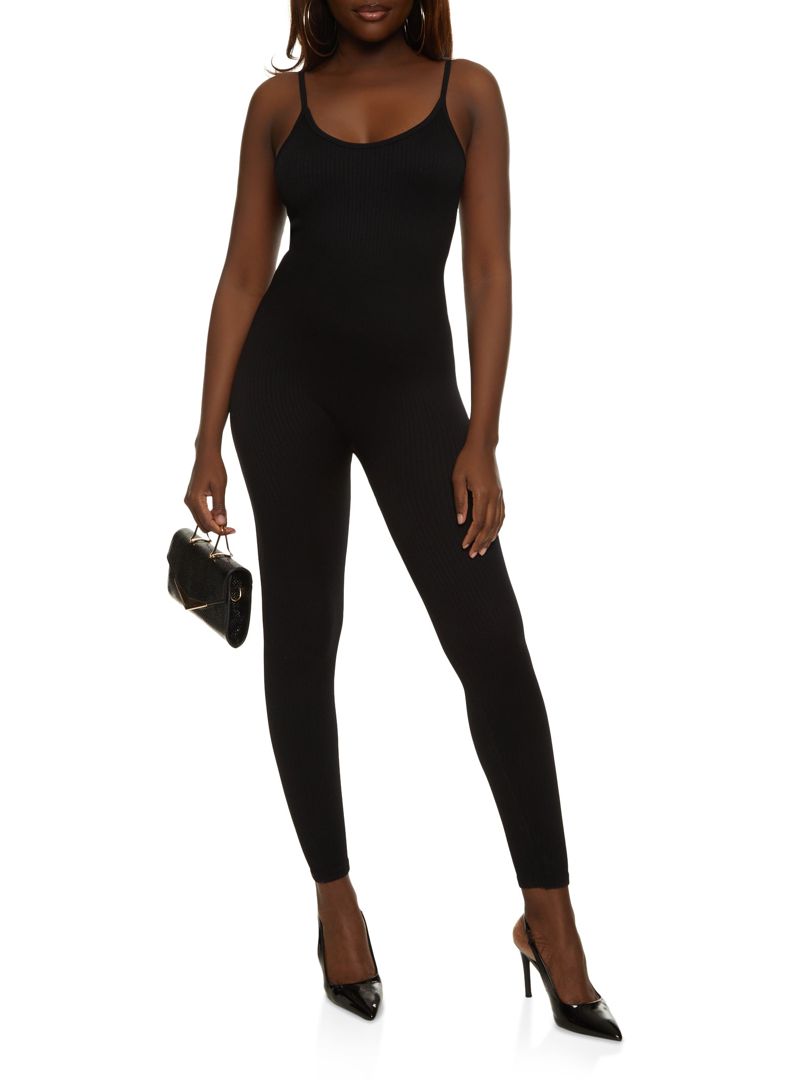 Womens Daisy Ribbed Scoop Neck Cami Catsuit,