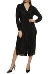 Long Sleeves Collared Slit Button Front Shirt Maxi Dress