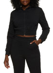 Womens Embossed Zip Front Hoodie,  , 