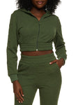 Womens Embossed Zip Front Hoodie,  , 