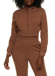 Womens Embossed Zip Front Hoodie,  , 