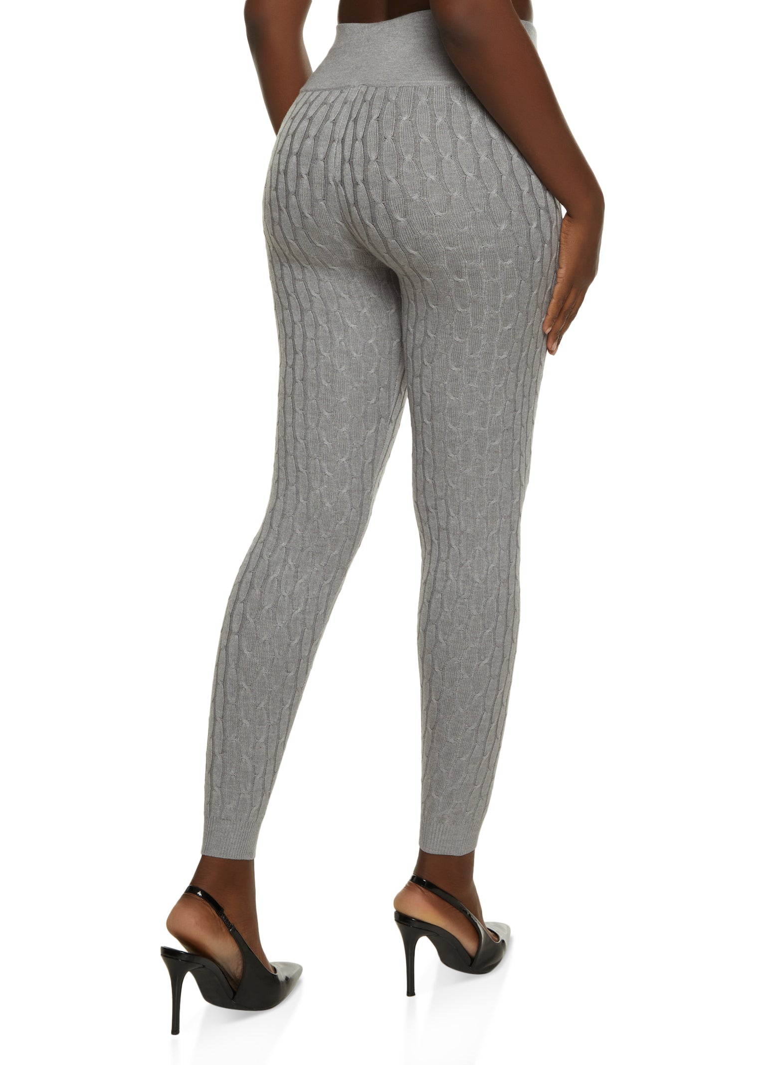 Cable Knit Crew Neck Sweater and Leggings Set
