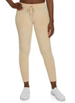 Womens Solid Velour Drawstring Leggings, ,