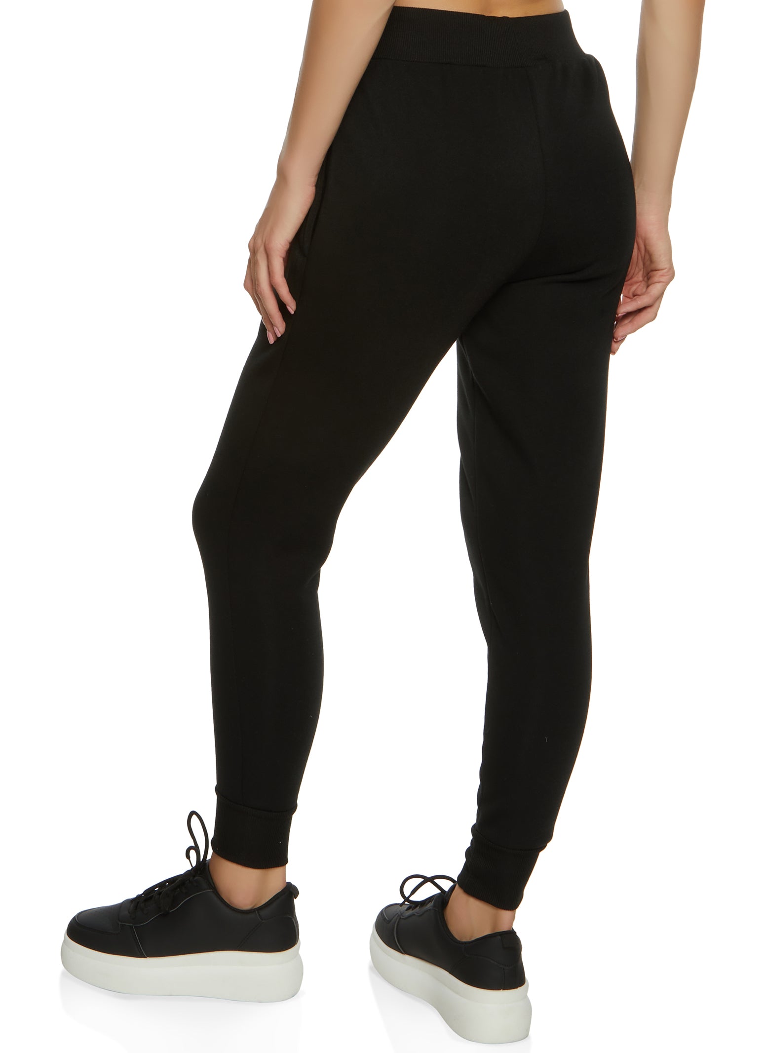 Decorative Stitch Crossover Leggings - Black