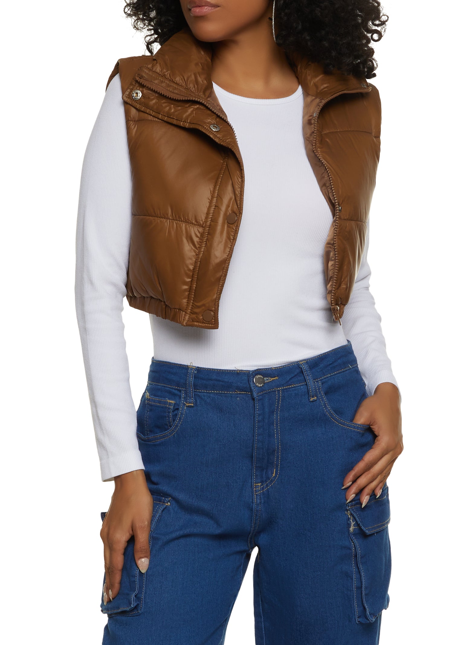 Womens Cropped Puffer Vest,