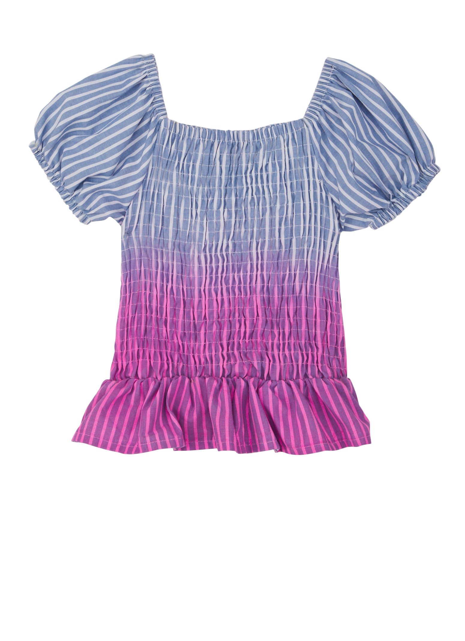 Toddler Girls Ombre Smocked Puff Sleeve Top, Purple, Size 2T