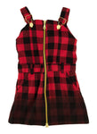 Toddler Front Zipper Sleeveless Plaid Print Knit Square Neck Midi Dress