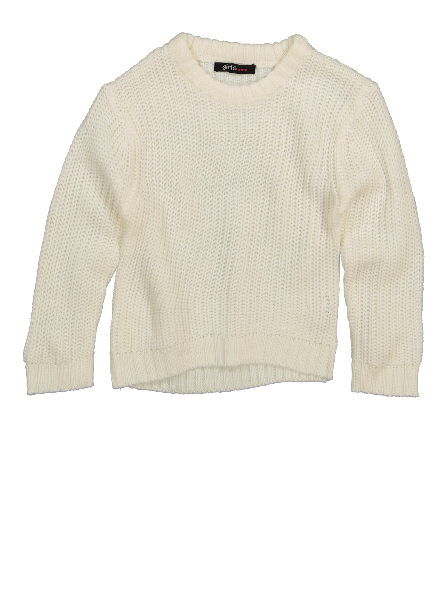 Toddler Girls Knit Pullover Sweater, White, Size 4T