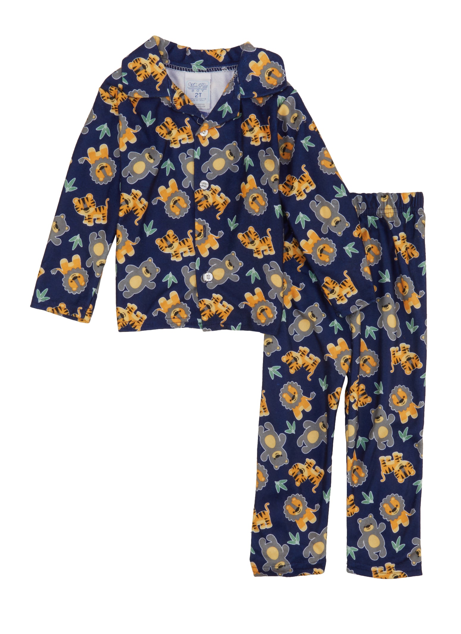 Toddler Boys Animal Graphic Print Pajama Shirt and Pants Set,