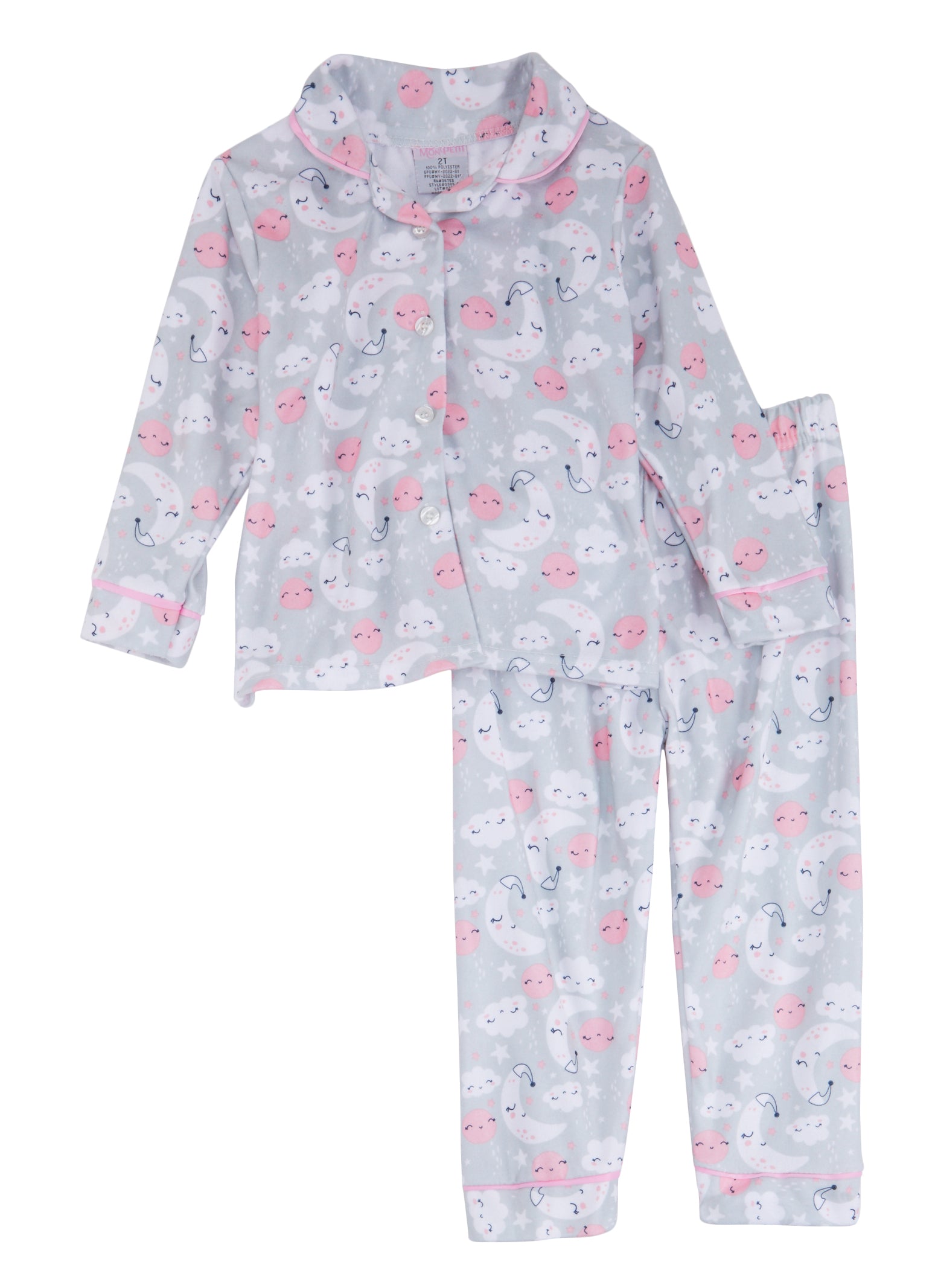 Toddler Girls Graphic Print Notch Collar Pajama Shirt and Pants,