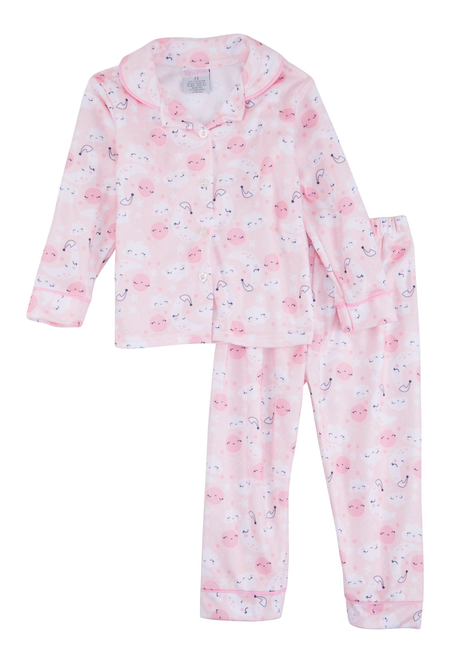 Toddler Girls Graphic Print Notch Collar Pajama Shirt and Pants,