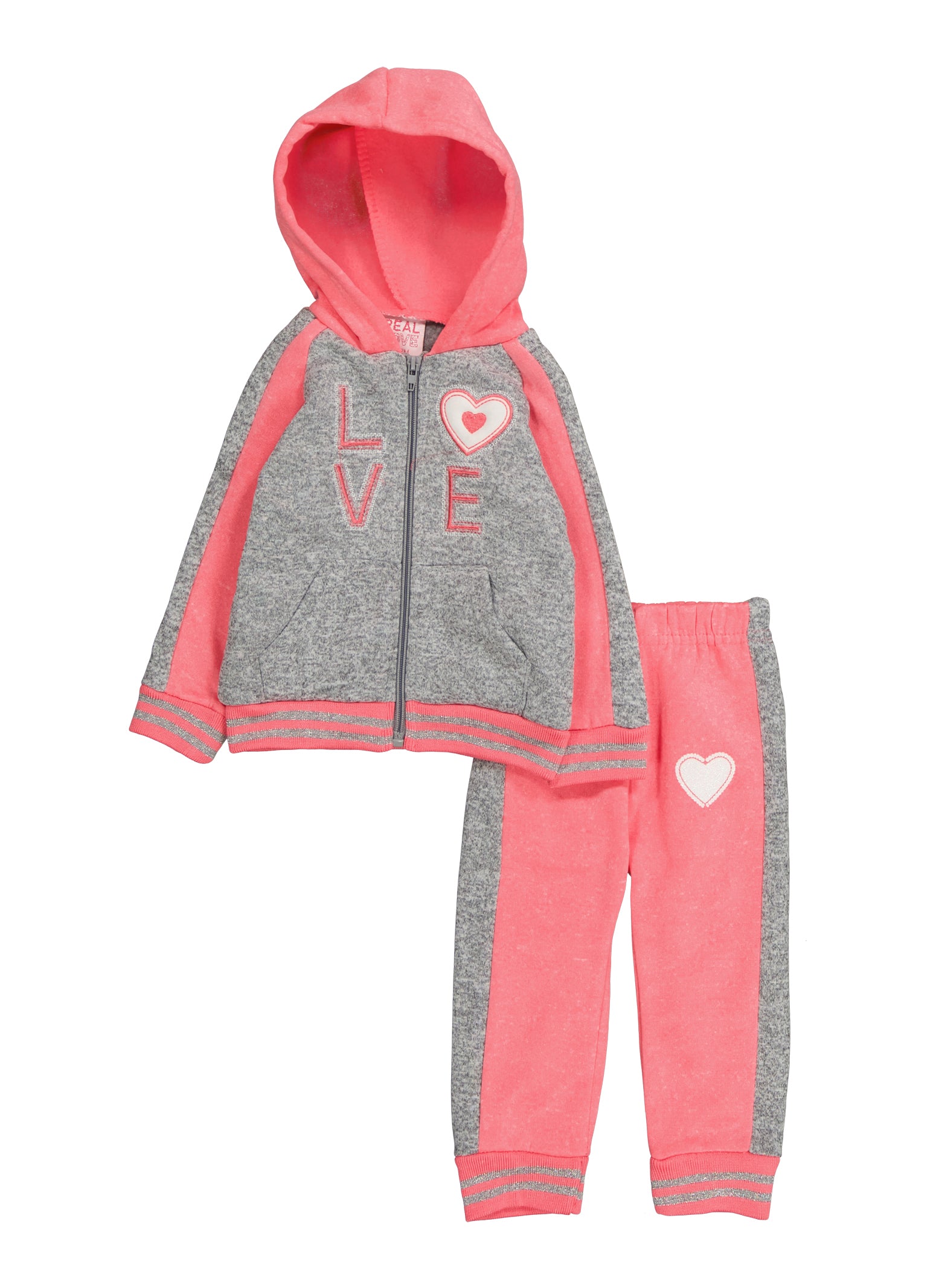 Baby Girls 12-24M Love Zip Up Hoodie and Joggers Set, Multi, Size 18M