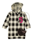 Toddler Sequined Plaid Print Long Sleeves Shirt Midi Dress