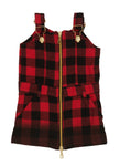 Toddler Plaid Print Front Zipper Knit Sleeveless Square Neck Midi Dress