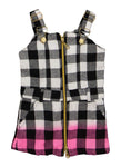 Toddler Knit Square Neck Sleeveless Plaid Print Front Zipper Midi Dress