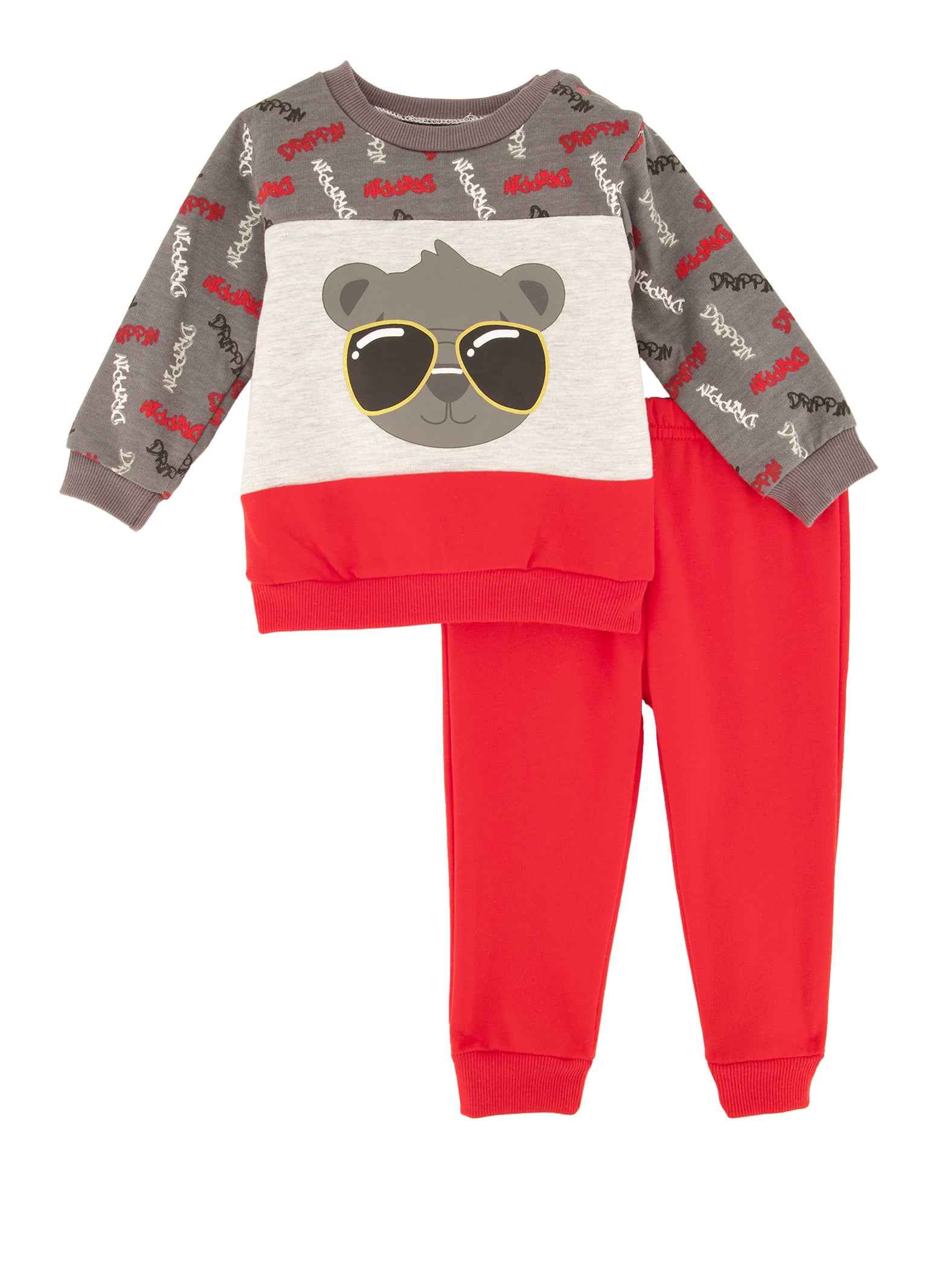 Baby Boys 12-24M Drippin Graphic Sweatshirt and Joggers, Red, Size 12M