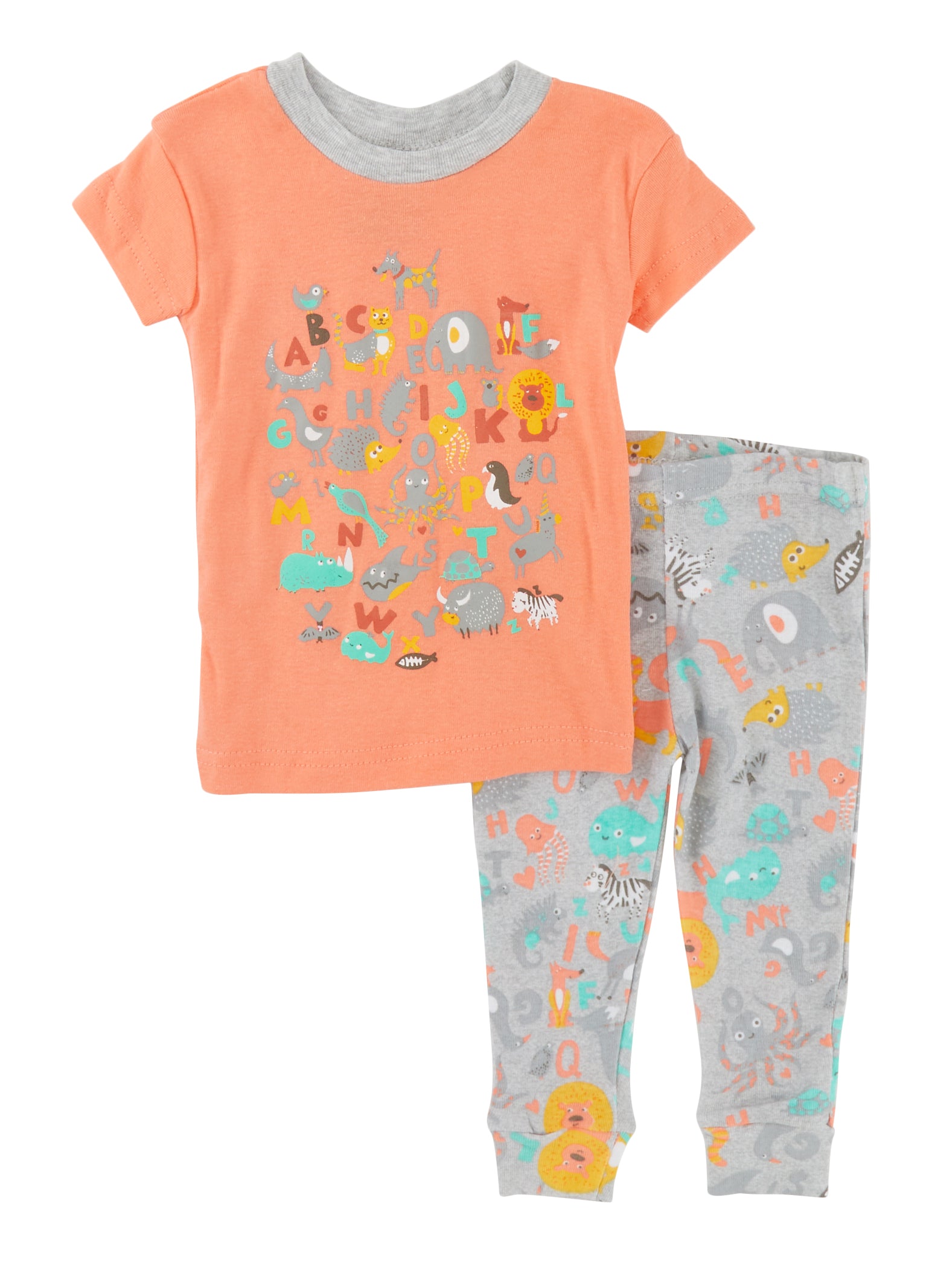Baby Boys 12-24M Animal Graphic Print Pajama Tee and Pants Set, Orange,